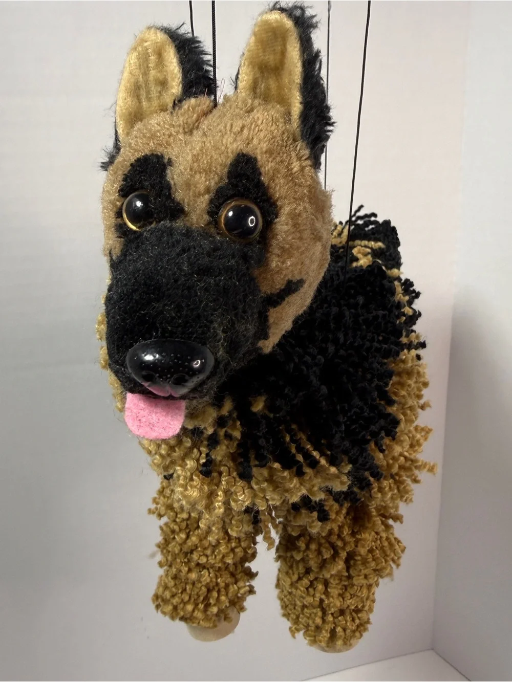 Plush Yarn German Shepherd Dog Marionette/Puppet - Brown and Black